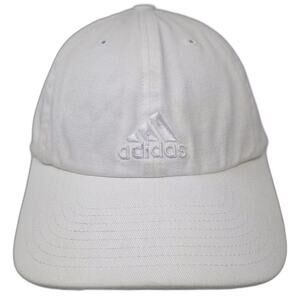 Adidas White Gray Baseball Cap Embroidered Logo 100% Cotton Adjustable Hat OS